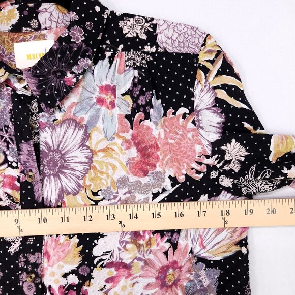 Anthropologie Maeve Autumnal Tunic Top Size XS Button Up Oversized Floral Boho - Picture 7 of 15